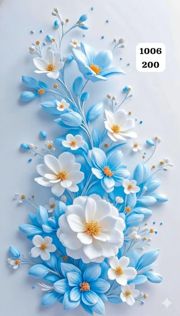 7D Cascading Blue Flowers