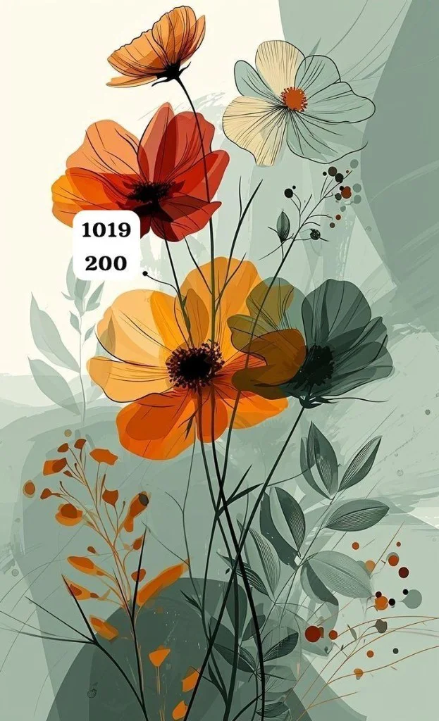 7D Orange Teal Poppies