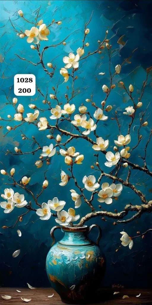 7D White Blossom Vase